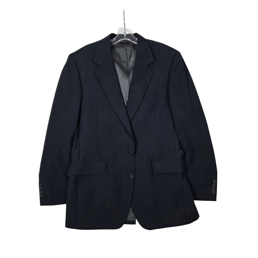 Warren Sewell Blazer Black Wool Blend Two Button Single Vent 42L, Sport Coat